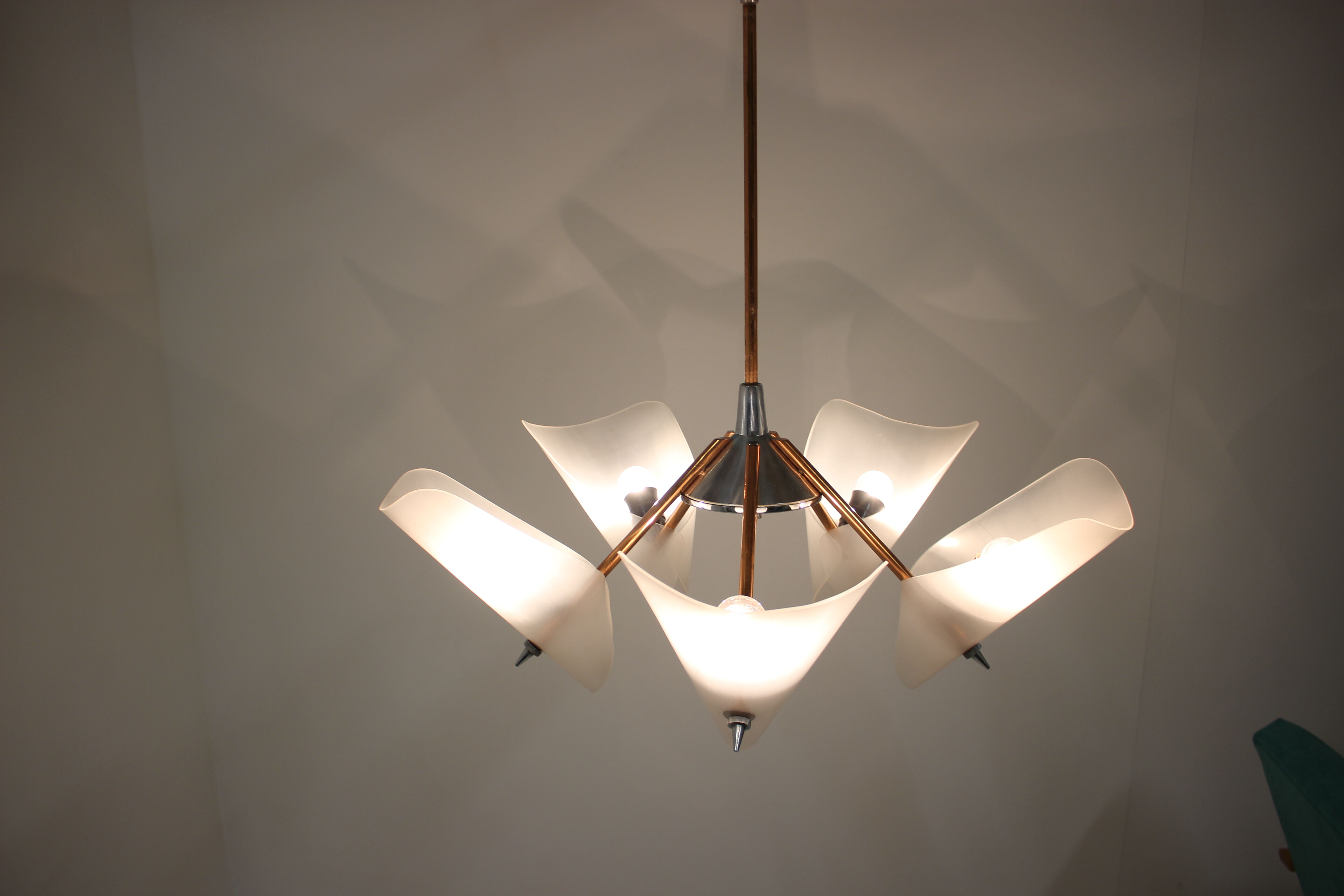 Mid-century chandelier by Drukov,  1960
