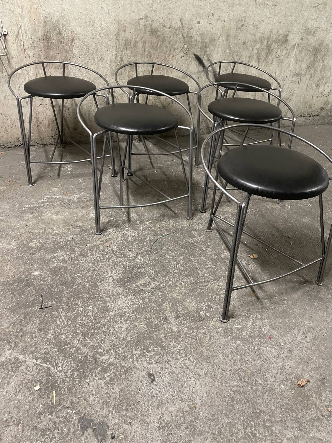 6 silver moon stools by Pascal Mourgue for Fermob 1985