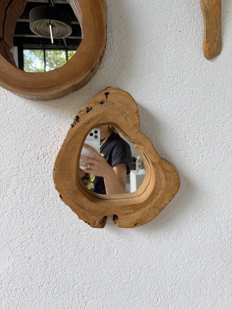 Set de 4 miroirs organiques brutalistes en bois années 50