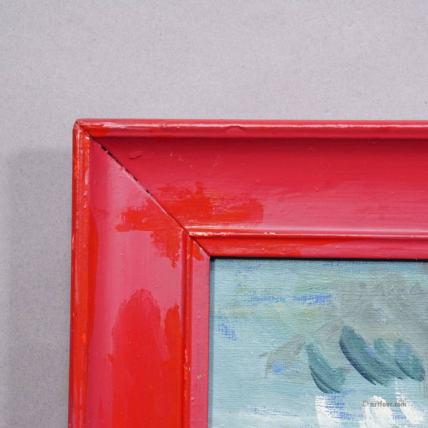 Oil painting by Alexander Michael depicting a landscape with a field, 1975.