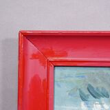 Oil painting by Alexander Michael depicting a landscape with a field, 1975.