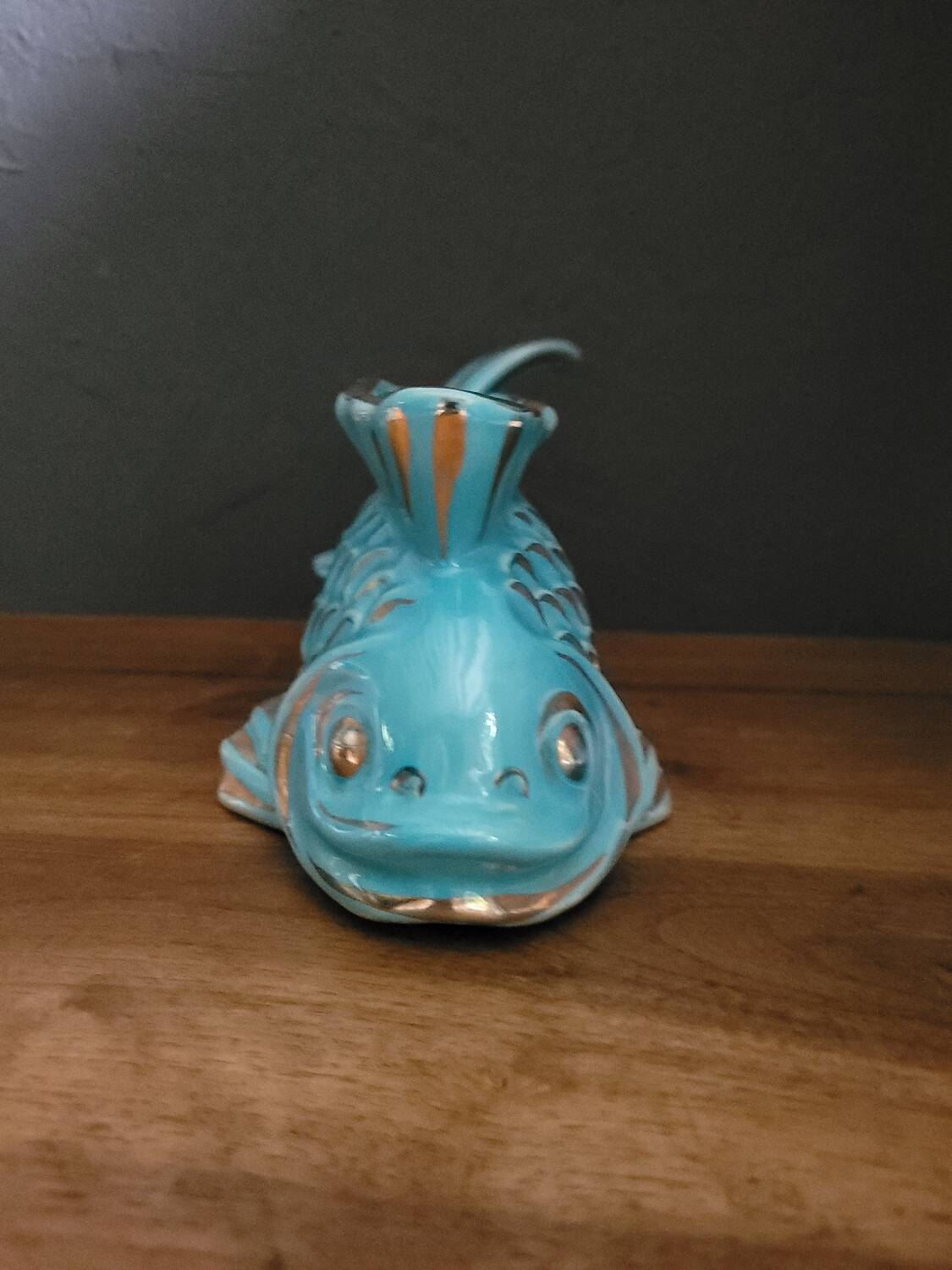 Fish Turquoise Vase 1950 Paby