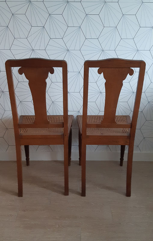 Set of 2 vintage art deco cans chairs.