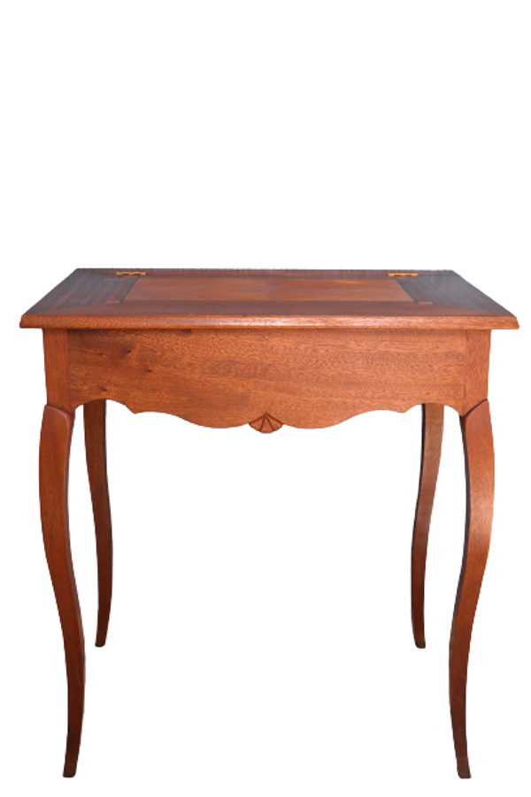 Table d'appoint, travailleuse pupitre vintage artisanale en acajou
