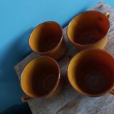 Large Arcopal France Volcan model mugs from 1970, caramel mustard