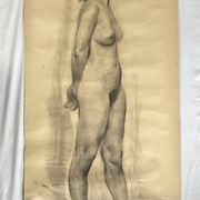 Large drawing of a nude woman signed around the 1940s dimension: height -150cm- width -80cm-