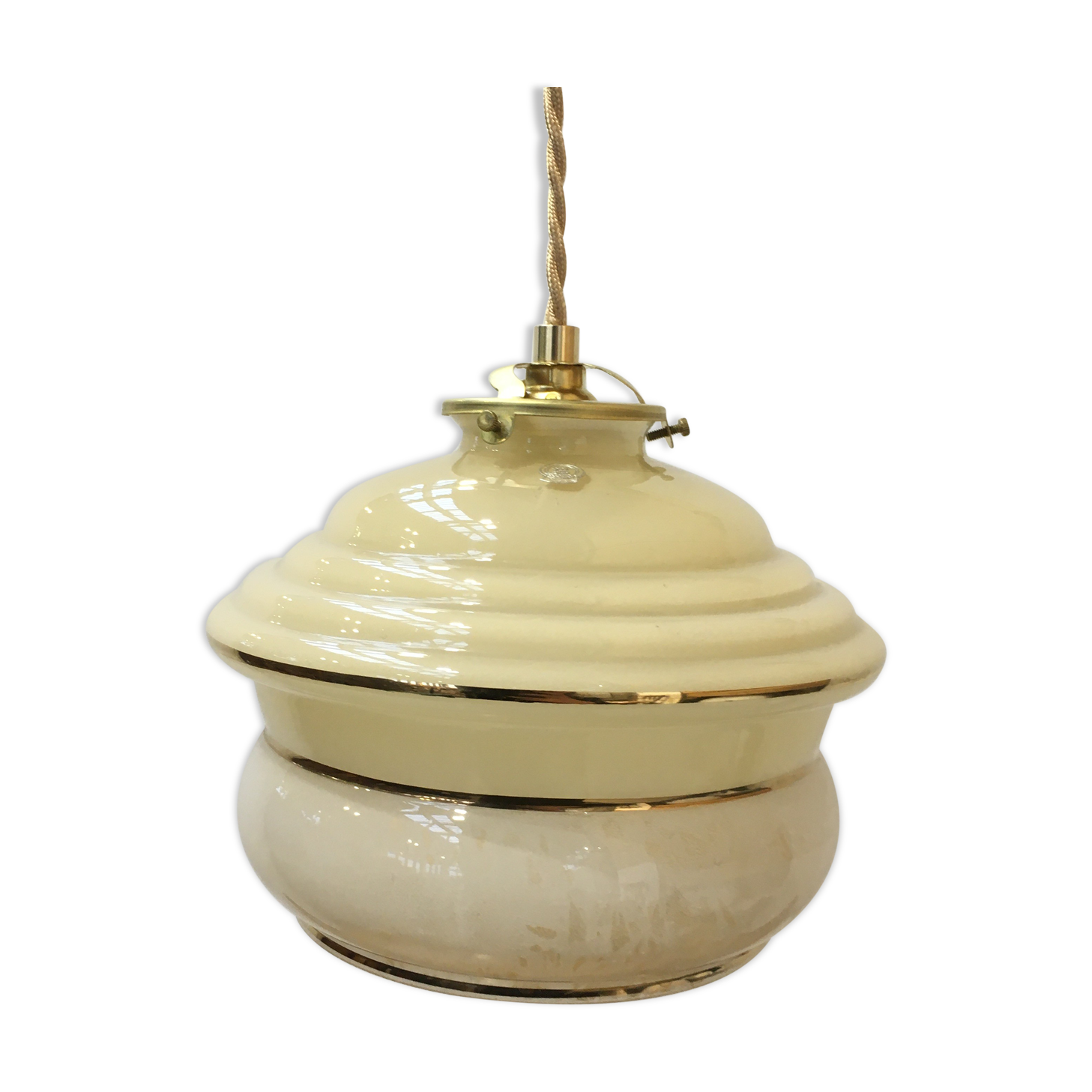 Art Deco hanging yellow-beige and golden edé