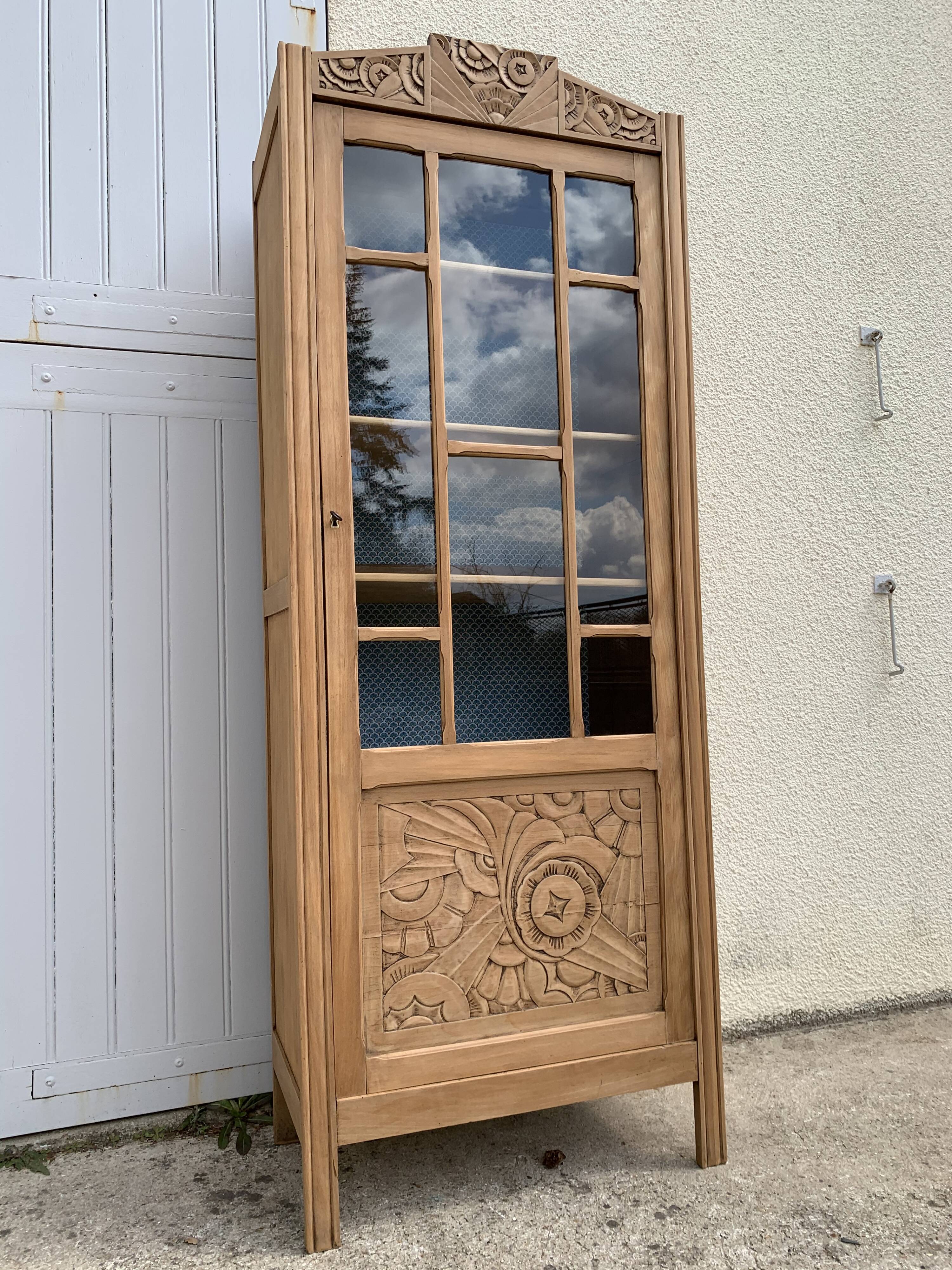 Art deco glass-glazed parisian wardrobe