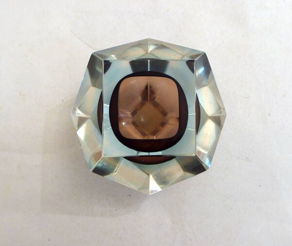 Cendrier vide-poche Sommerso à facettes, en verre de Murano