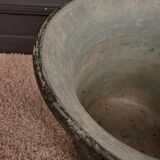 Pair of planters from the 60s with antique decor, green background