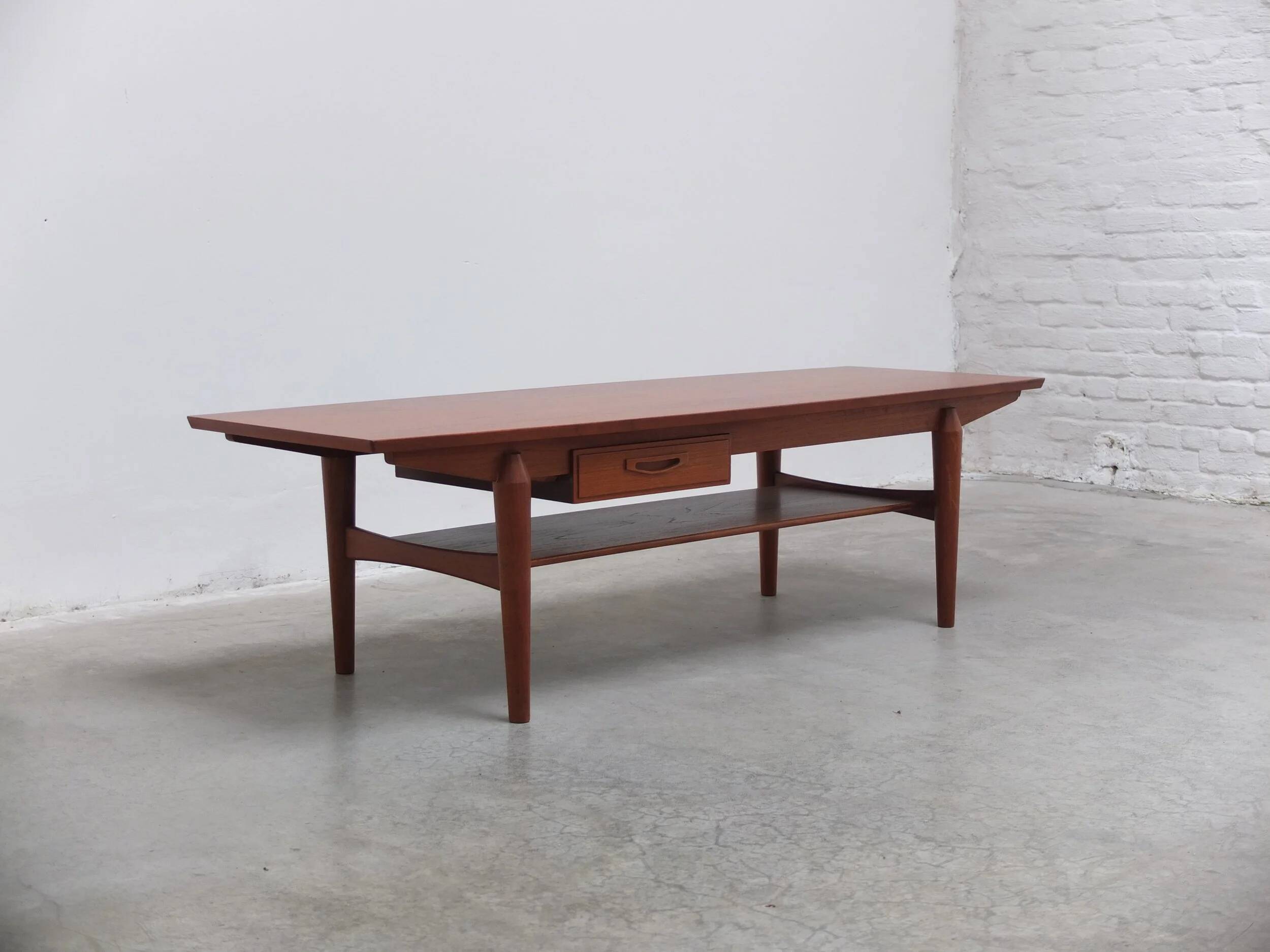 Large coffee table with magazine rack by O.M.F., 1960s