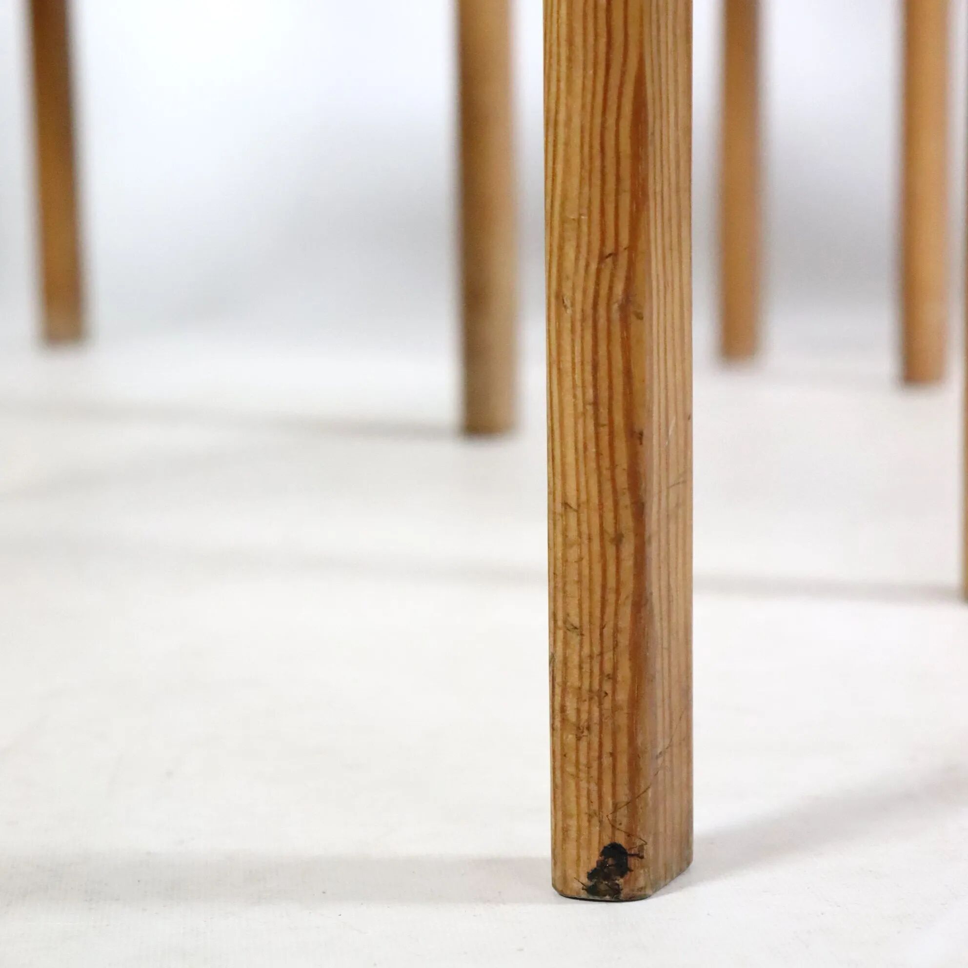 Set of four pine chairs from the 1960s.