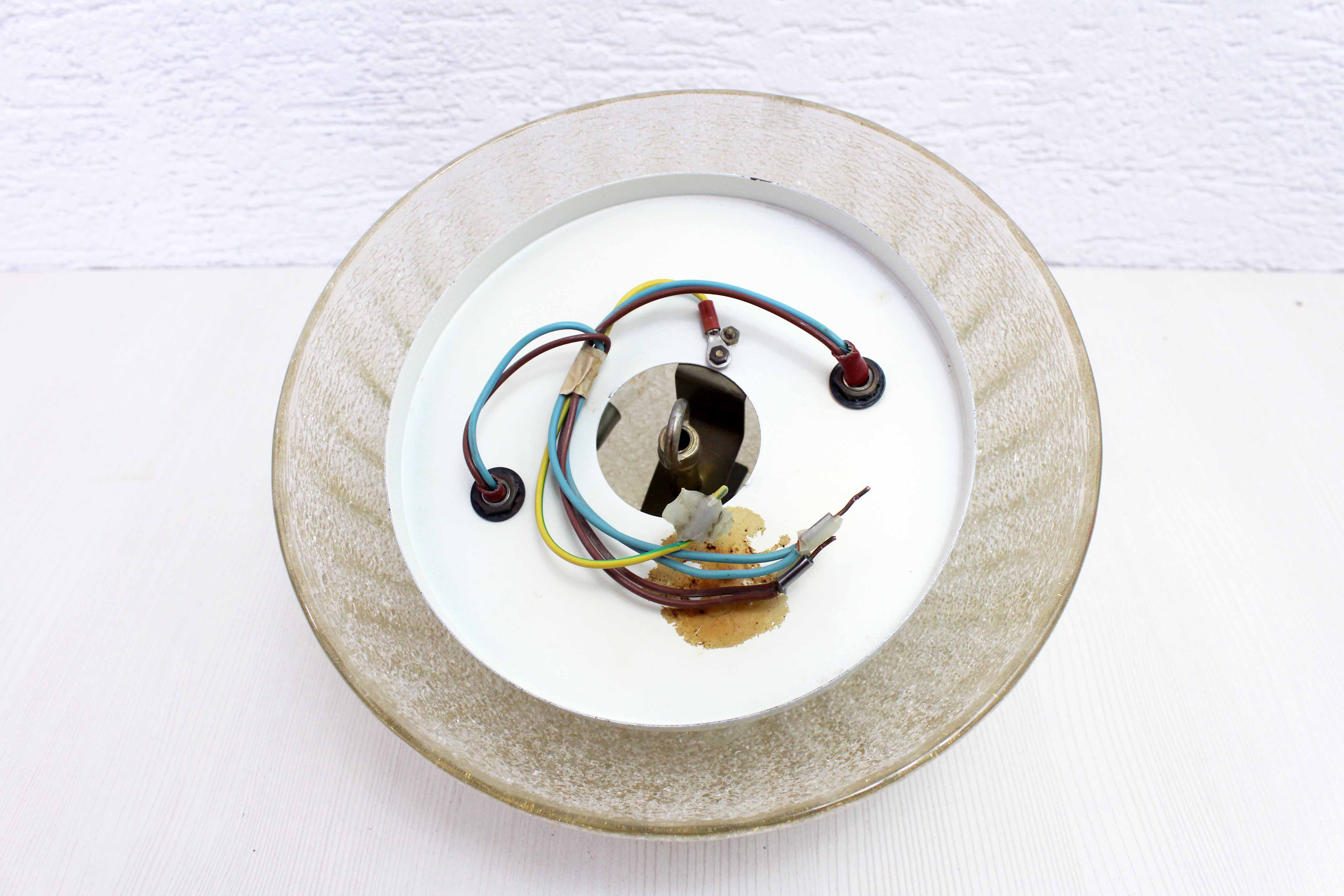 Vintage glass and brass ceiling lamp