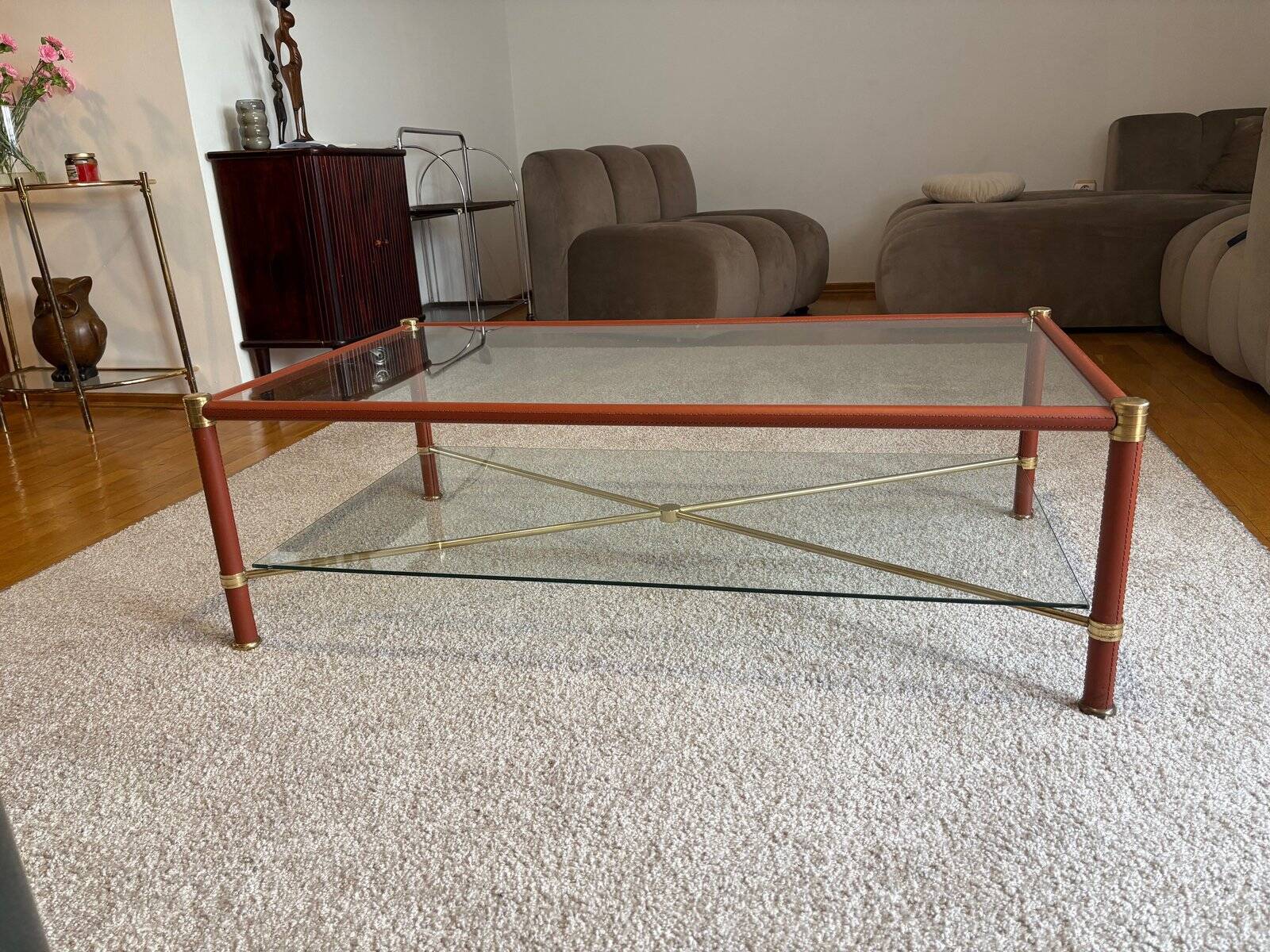 Coffee table in the style of Jacques Adnet, France, 1960s