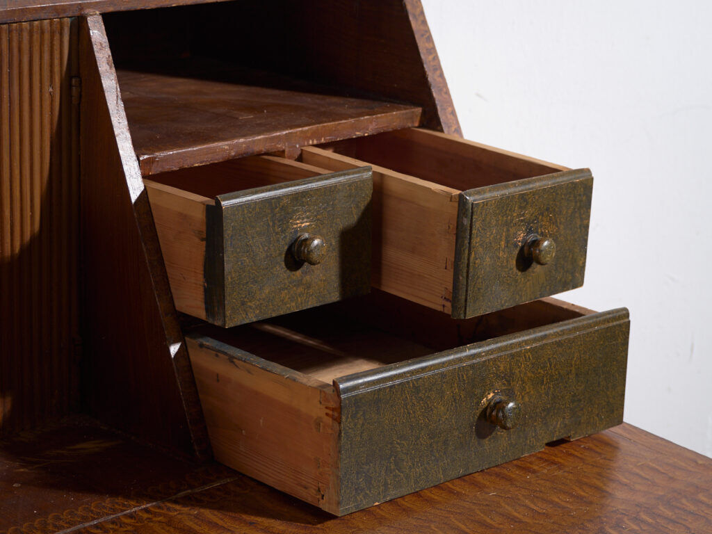 Swedish drop-leaf desk, antique – Scandinavian folk furniture – year 1783