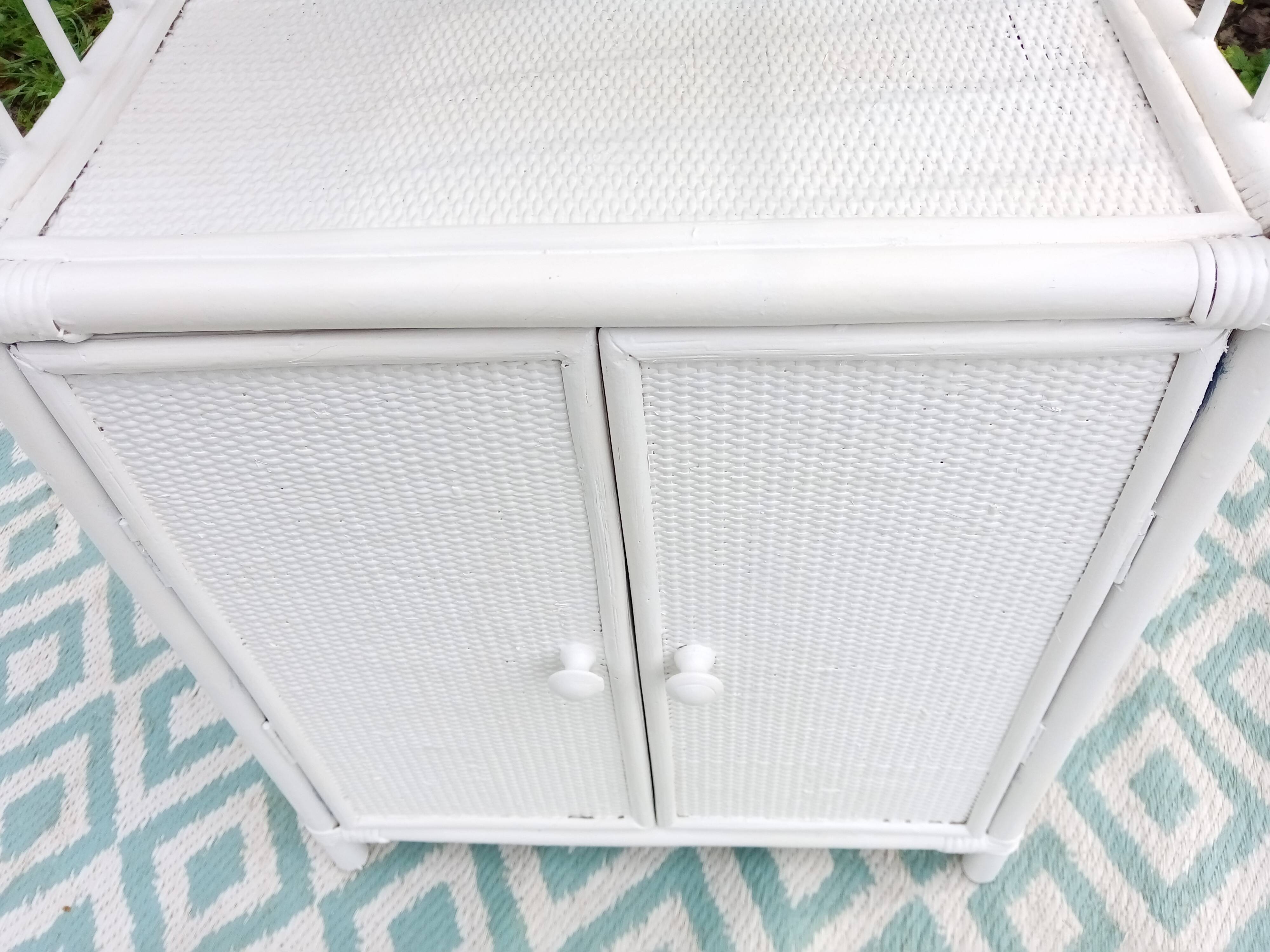 White rattan shelf