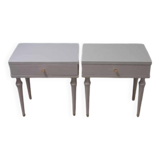 Pair of bedside tables with compass feet