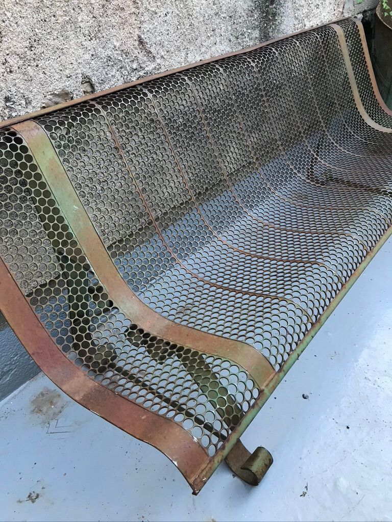 Garden bench perforated metal René Malaval 1950/60