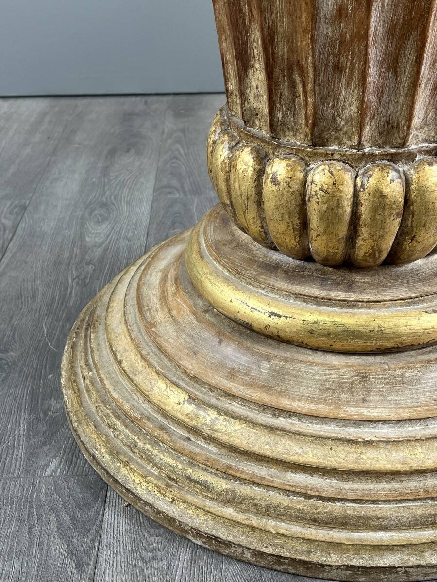 Table with a central carved wooden base, 20th century