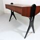 Vintage teak desk with black scissor legs 1960's