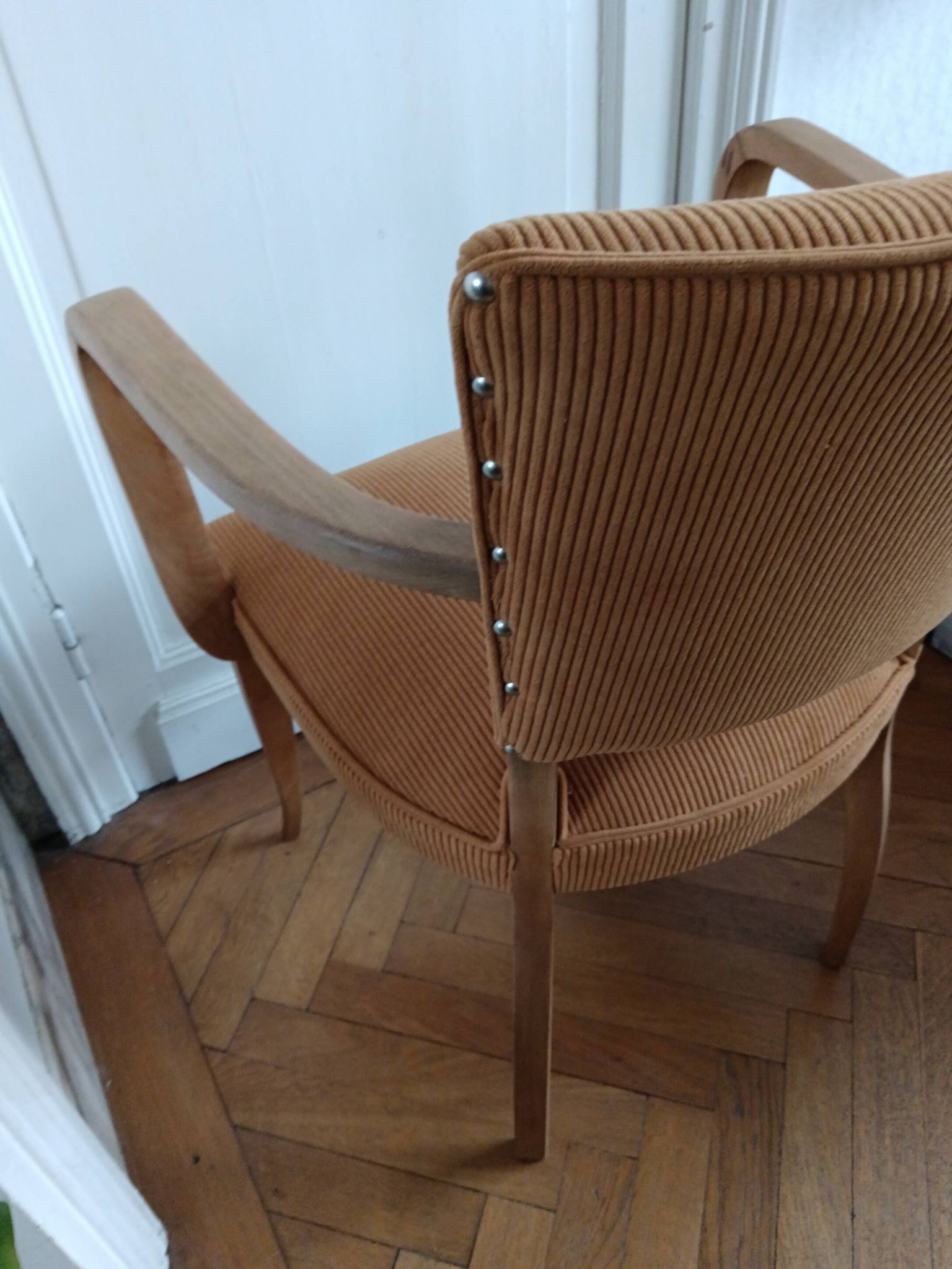 Fauteuil bridge velours jaune