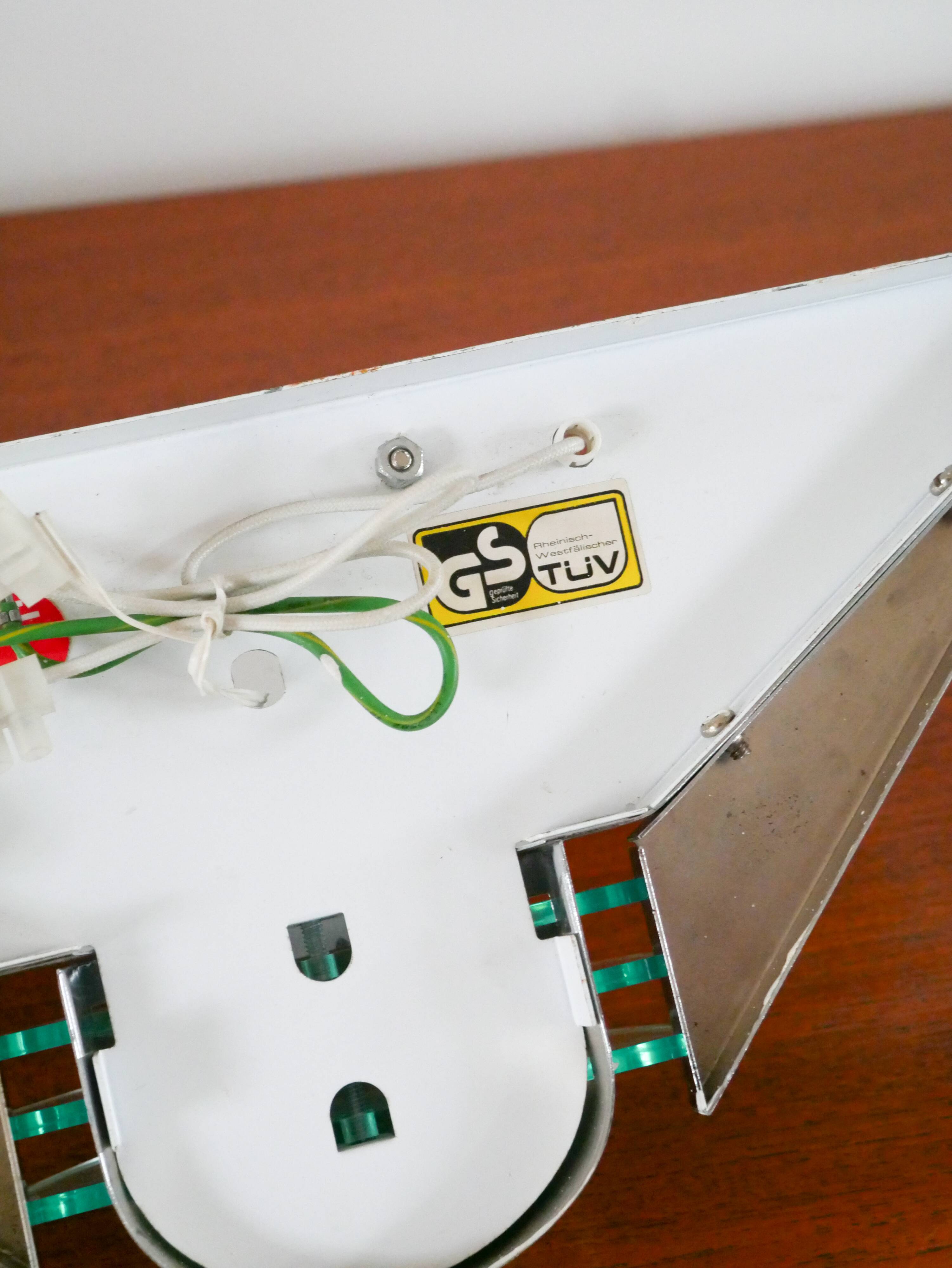 Pair of chrome and blue plexiglass wall lights, Made in Germany, Design, 1970