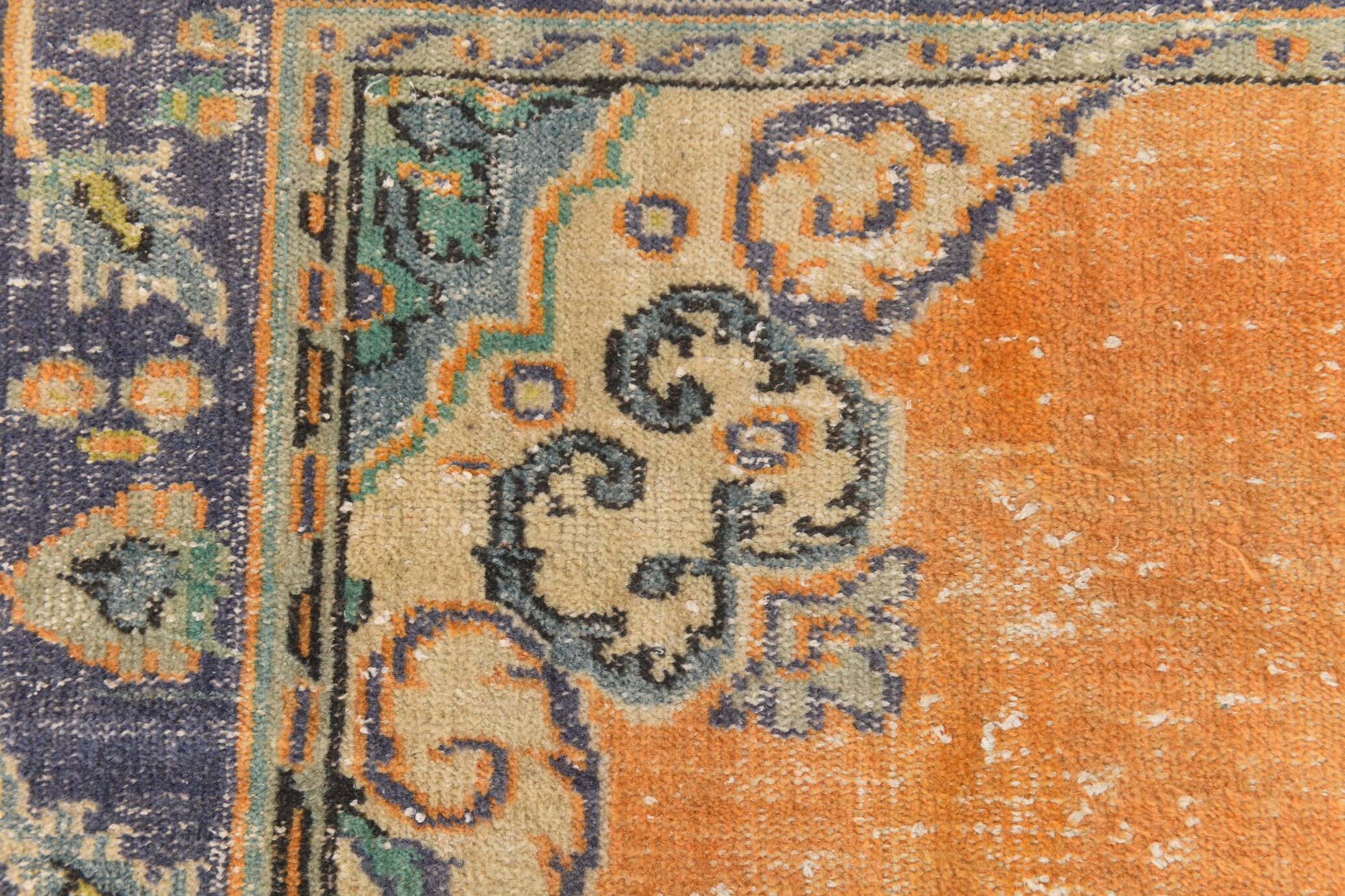 6x9 Pumpkin Orange Turkish Vintage Rug, 187x271 Cm