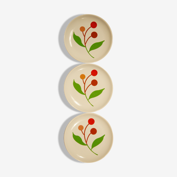 Set de 3 assiettes décor de cerises stylisées