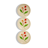 Set of 3 plates decorated with stylized cherries