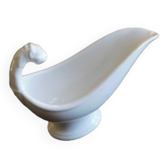 Antique French Porcelain Sauce Boat in White Graceful and Elegant w Dragon Head