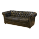 Chesterfield 3-seater sofa in black leather