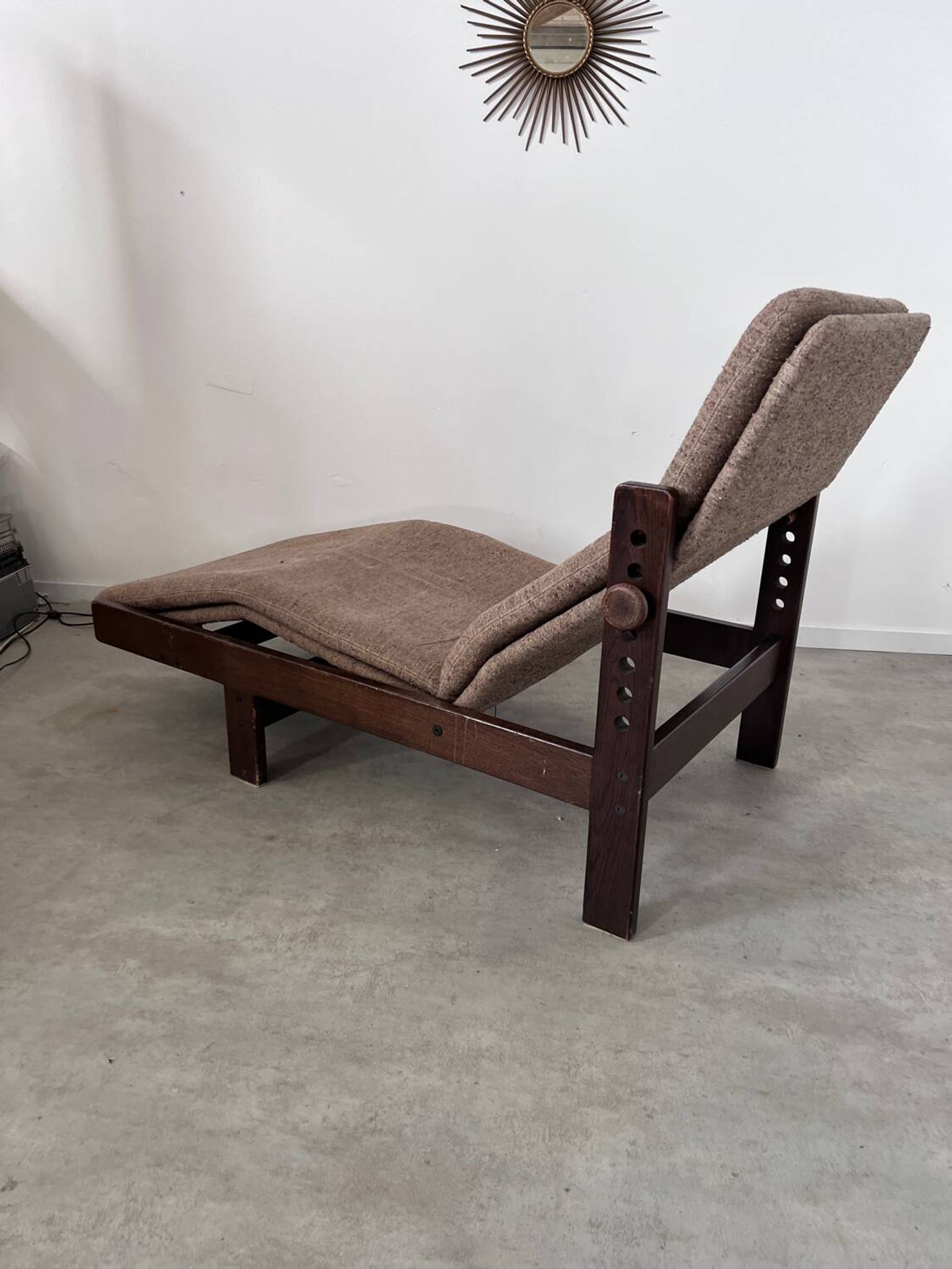 Old chaise longue wooden lounge chair Italian design from the 60s vintage