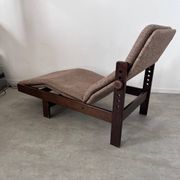 Old chaise longue wooden lounge chair Italian design from the 60s vintage