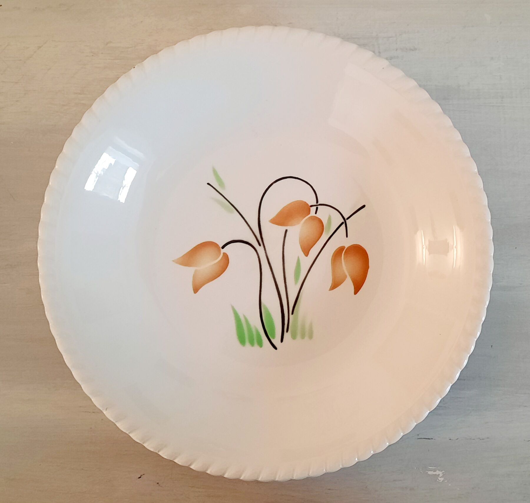 Assiettes creuses en faïence Lunéville Badonviller k & g décor tulipe vintage