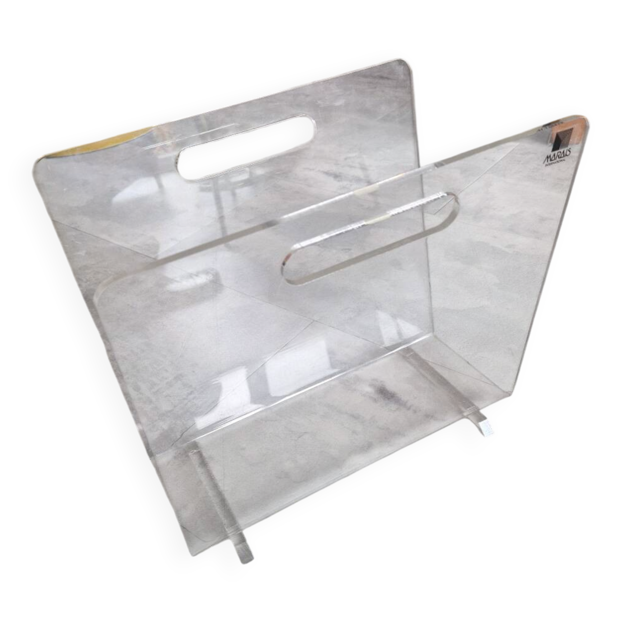 Vintage David Lange plexiglass magazine rack