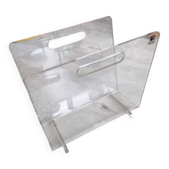 Vintage David Lange plexiglass magazine rack
