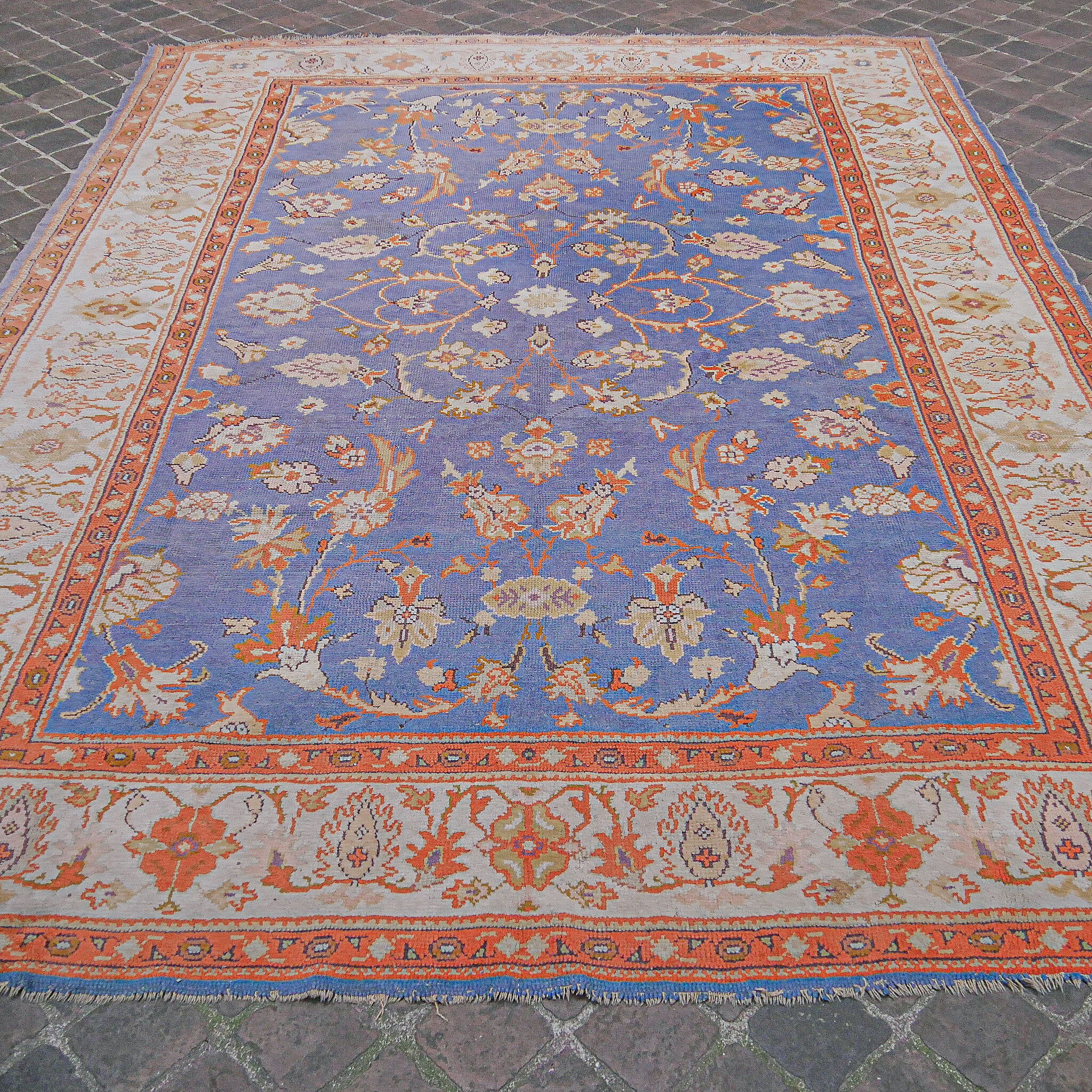 Ancient Turkish Persian oriental carpet smyrna 3.36 x 2, 54 m Selency