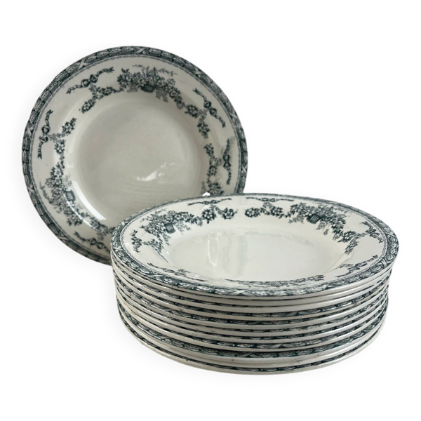 Lot de 12 assiettes creuses en terre de fer Ninon 24cm