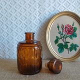 Amber Glass Carafe with Vintage Stopper