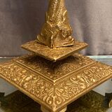 Lamp foot XIXth Louis XIV with stylized dauphin mounted in lamp without transformation