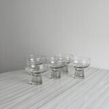 5 verres sur pied en verre épais