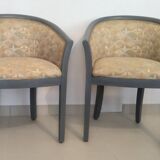 Pair of Rosello Art Deco barrel armchairs