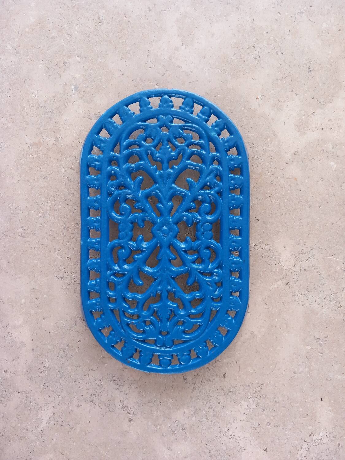 Dessous de plat en fonte bleu
