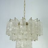 Mid-Century Toni Zuccheri for Venini, corteccia murano glass chandelier. 1960s Italy