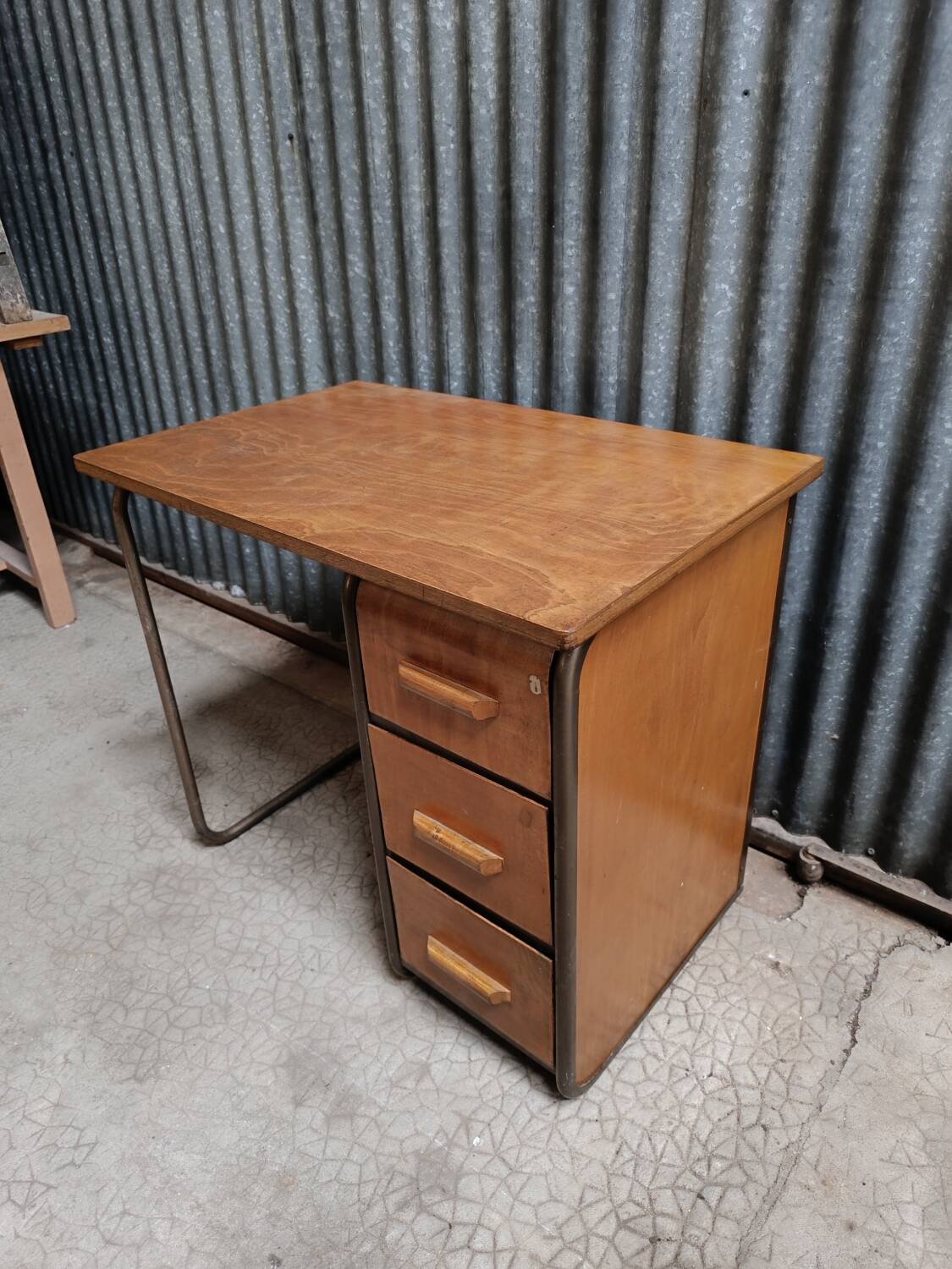 Vintage school desk wood and metal