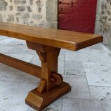 Pair of oak monastic community benches, France, early 20th century