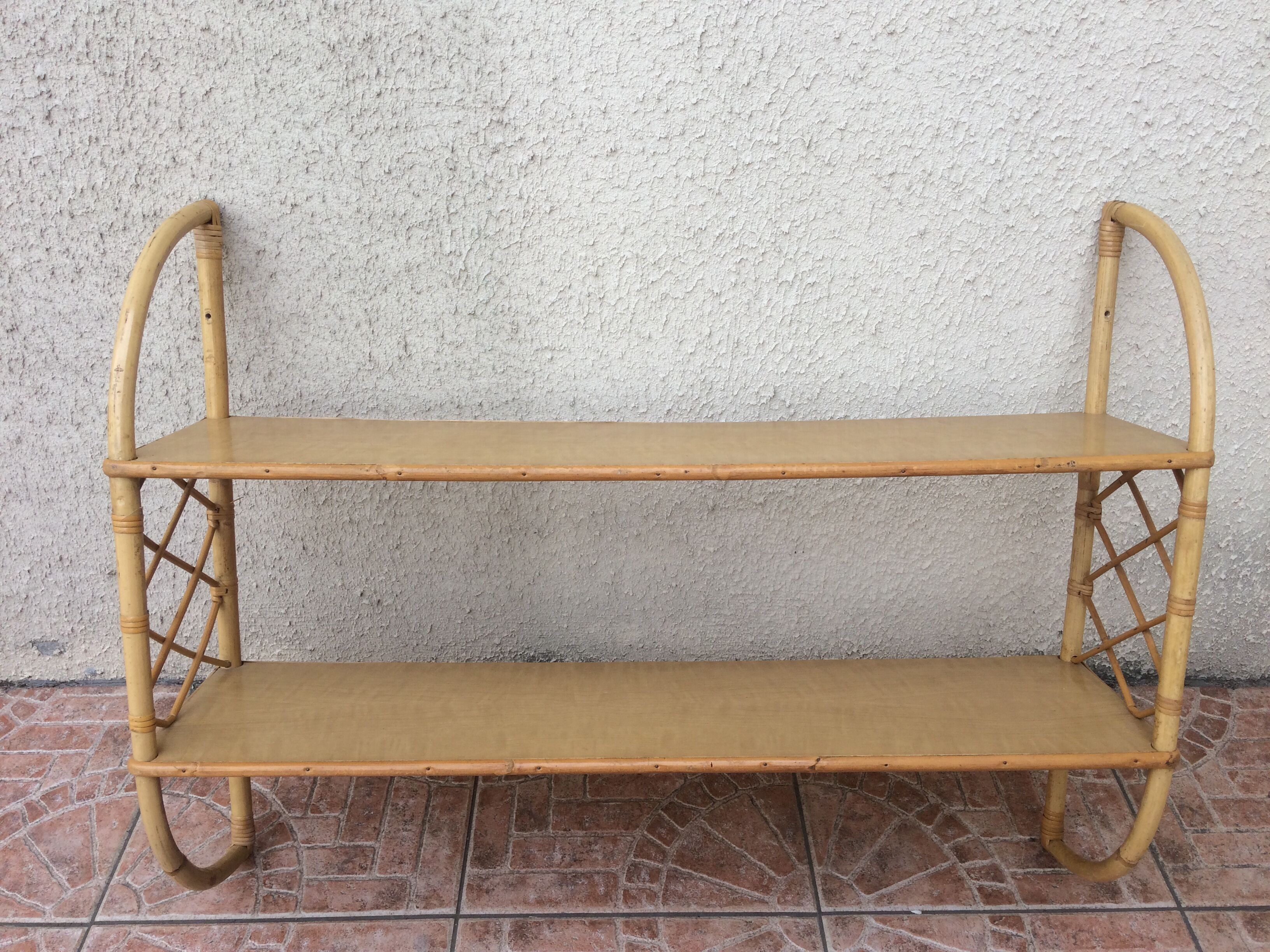 Vintage rattan wall shelf