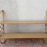 Vintage rattan wall shelf