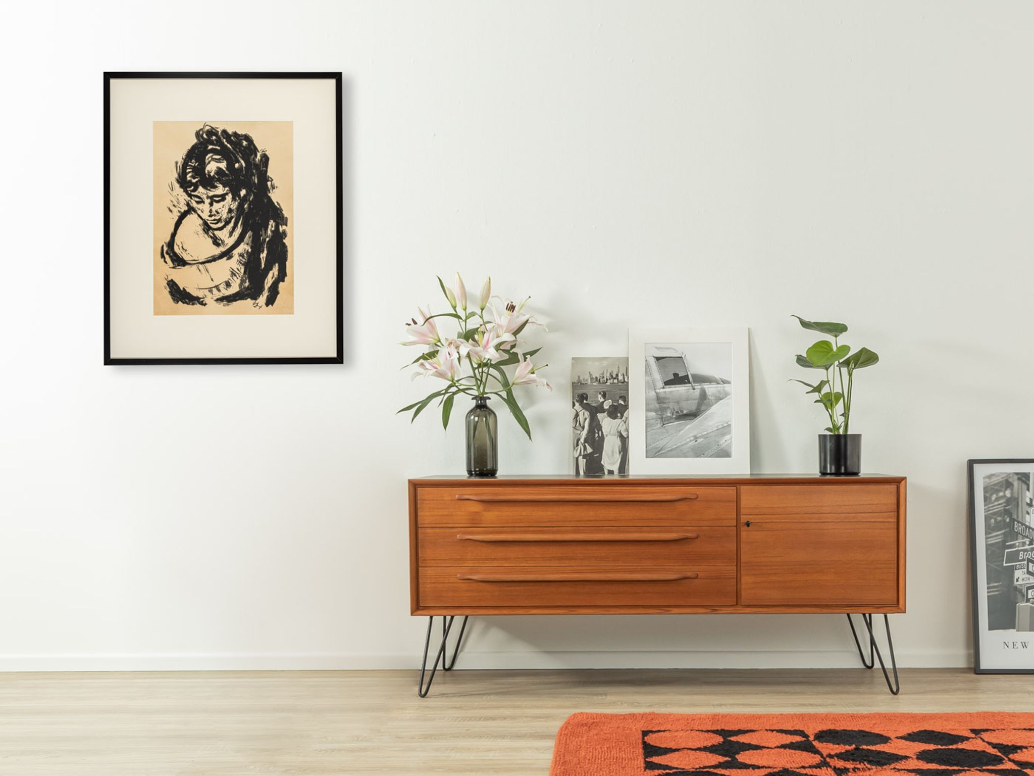 Portrait of a Woman, B/W ink drawing on Paper, 74 x 90 cm