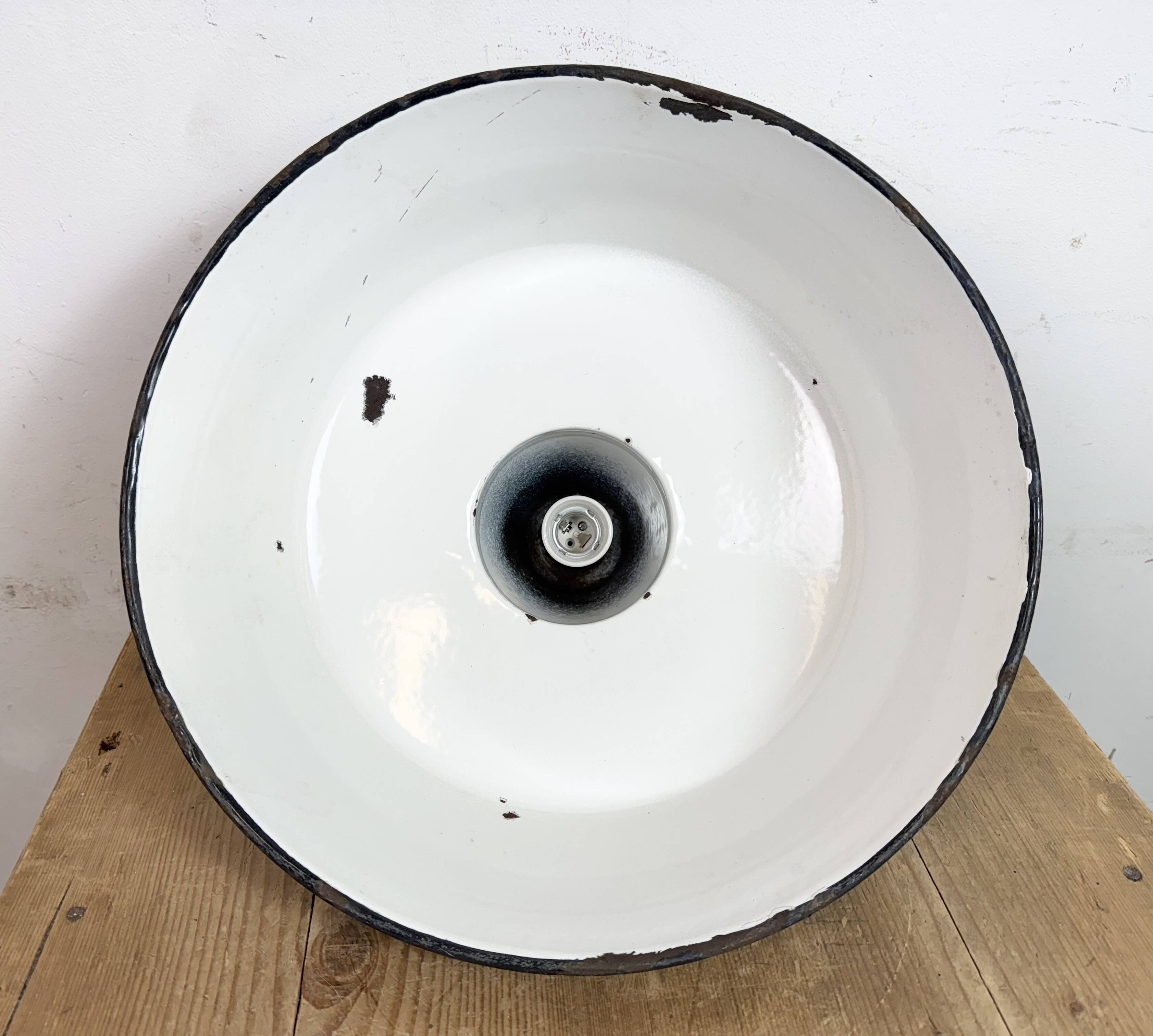 Large Industrial Green Enamel Factory Pendant Lamp, 1960s